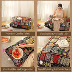 THE ART BOX Cotton Patchwork Vintage Boho Embroidered Floor Pillows & Cushion Cover Dog Pouf Seating Pouf Meditation Pillow Pet Bedding Cat Bed Boho Home Décor (35x35 Inches, Cover Only)