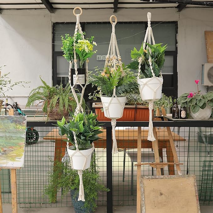 3 in 1 Macrame Kit for Beginners, 3mm x 220yards Cotton Macrame Cord, 3 DIY Macrame Plant Hanger Kits for Adults with Instructions Macrame Supplies Best for Macrame Plant Hanger Kit
