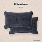 Amazon Basics Faux Linen Throw Pillow Covers with Hidden Zipper Closure, 12 × 20in, Navy Blue, Pack of 2