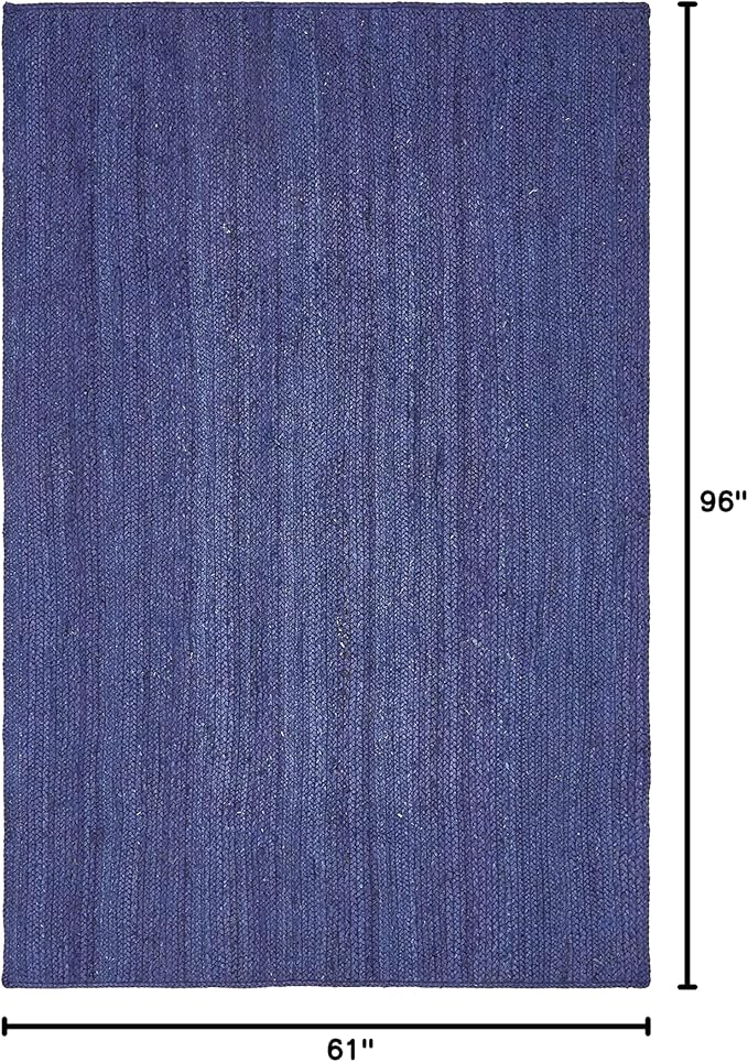 Unique Loom Braided Jute Collection Area Rug - Dhaka (5' 1" x 8' Rectangle, Navy Blue)