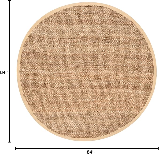 SAFAVIEH Natural Fiber Collection Area Rug - 7' Round, Natural, Handmade Farmhouse Jute, Ideal for High Traffic Areas in Living Room, Bedroom (NF732A)
