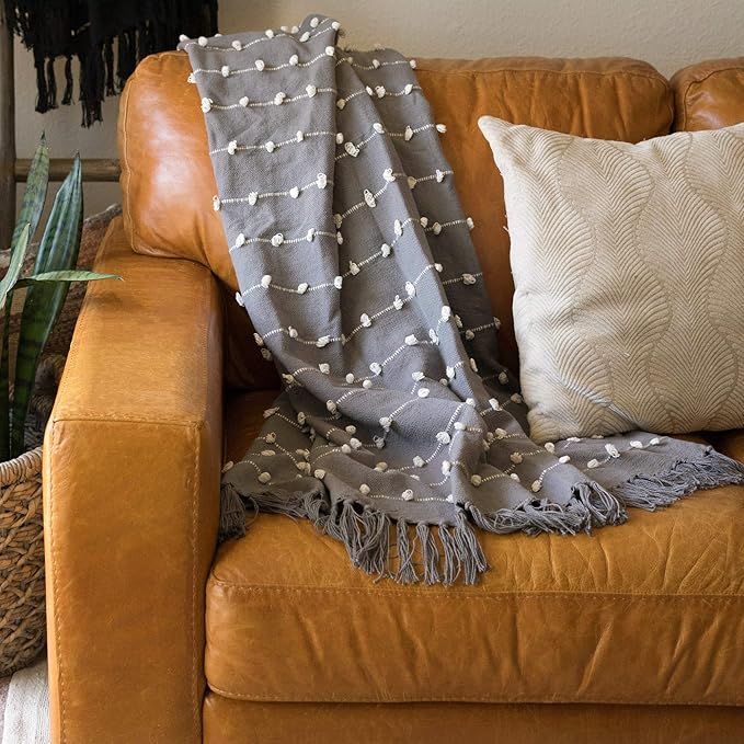 DII Woven Loop Throw Collection, 50x60, Gray