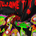 Blacklight Horror Tapestry Spooky Halloween Backdrop Ghost Face Banner Halloween Decorations Indoor Outdoor Horror Wall Art UV Reactive Tapestry Glow in the Dark Party Backdrop for Bedroom 29” x 37”