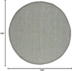 SAFAVIEH Natural Fiber Collection Area Rug - 9' Round, Green & Grey, Handmade Farmhouse Jute, Ideal for High Traffic Areas in Living Room, Bedroom (NF730B)