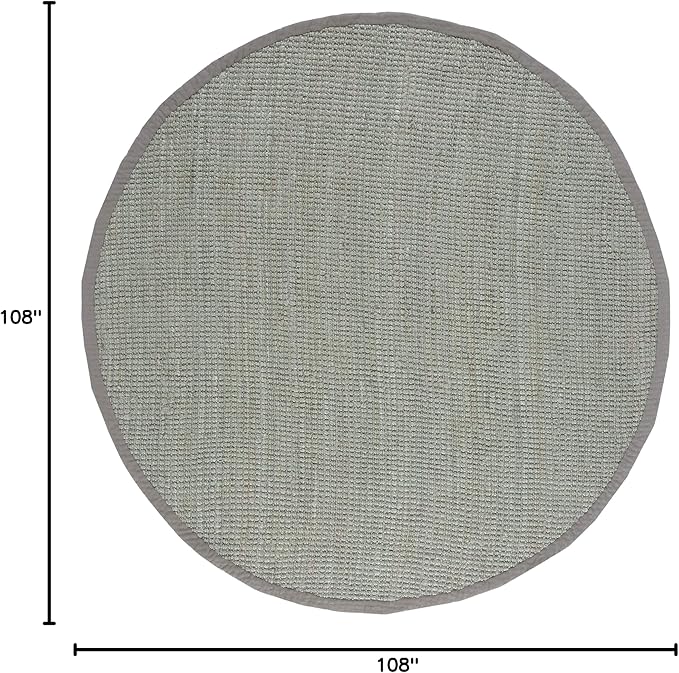 SAFAVIEH Natural Fiber Collection Area Rug - 9' Round, Green & Grey, Handmade Farmhouse Jute, Ideal for High Traffic Areas in Living Room, Bedroom (NF730B)