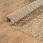 Beverly Rug Easy Jute Checkered Squared Runner Rug 2x7 Washable Durable Indoor Outdoor Area Rugs for Living Room Patio Office Stain Resistant Non Shedding Casual Indoor Outside Carpet 2 x 7 Natural