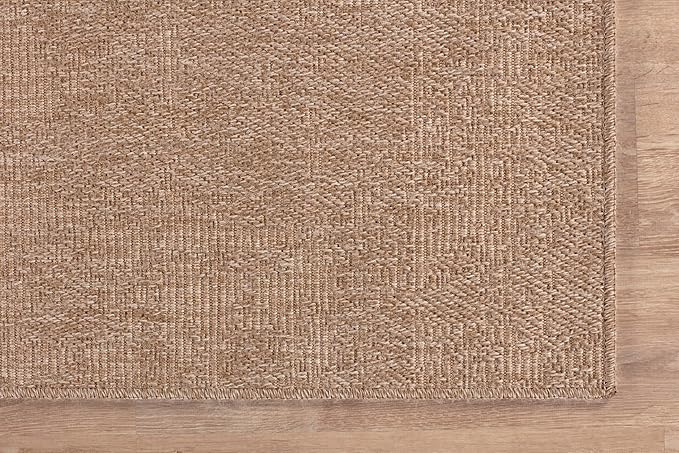 Washable Easy Jute Rug 5x7, Indoor Outdoor Rugs Natural Color Farmhouse Area Rugs for Living Room, Kitchen, High Traffic Area, Easy to Clean Solid Boho Woven Design Outside Carpet (5 X 7 Natural)