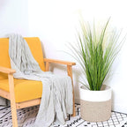 MINTWOOD Design 11 x 11 Inches Cotton Rope Basket for Flower Pot and Indoor Floor Planters, Decorative Round Woven Plant Pot Basket, Planter Covers, Small Dog Toy Storage Baskets, Light Brown