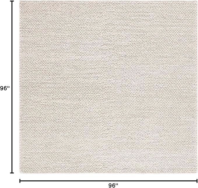 SAFAVIEH Natura Collection Area Rug - 8' Square, Grey & Ivory, Handmade Wool Blend, Textured Design, Ideal for Living Room, Bedroom, Dining Space (NAT425F)
