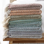 DII Rustic Farmhouse Double Diamond Woven Throw, 50x60, Cinnamon