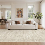 4x10 Wide Hallway Runner Rug: Washable Soft Rug Runners for Living Room Bedroom Ktichen, Stain Resistant Low Pile Area Rugs Non Slip Floor Carpet (Beige, 4x10)