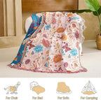 Boho Throw Blanket, 100% Organic Cotton Breathable Ultra Soft 91" x 98" Bed Quilt Throw - All Season Floral Rustic Farmhouse Decor Luxury Reversible Blanket for Sofa Couch Chair and Gift