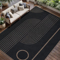 Tangsoo Easy Jute 8x10 Washable Area Rugs for Living Room,Black Thin Non Slip Indoor Outdoor Carpet,Farmhouse Morden Large Throw Mat for Balcony Backyard Dining Room Home Office Decor
