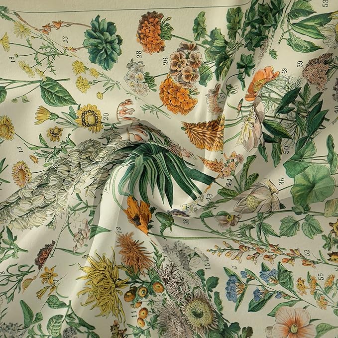Vintage Flowers Tapestry 48”x36”, Long Vertical Wall Hanging Reference Illustrative Botanical Tapestries for Bedroom Aesthetic Floral Tapistry Botanical Plants Tapestry Wall Hanging Cute Bedroom Decor