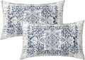 Navy Blue Grey Ethnic Boho Lumbar Pillow Covers 12x20 Inch Bohemian Carpet Pattern Vintage Gray Pillow Cases for Couch Farmhouse Rectangle Rustic Rug Pillow Cases for Bed Patio Outdoor Indoor Set 2