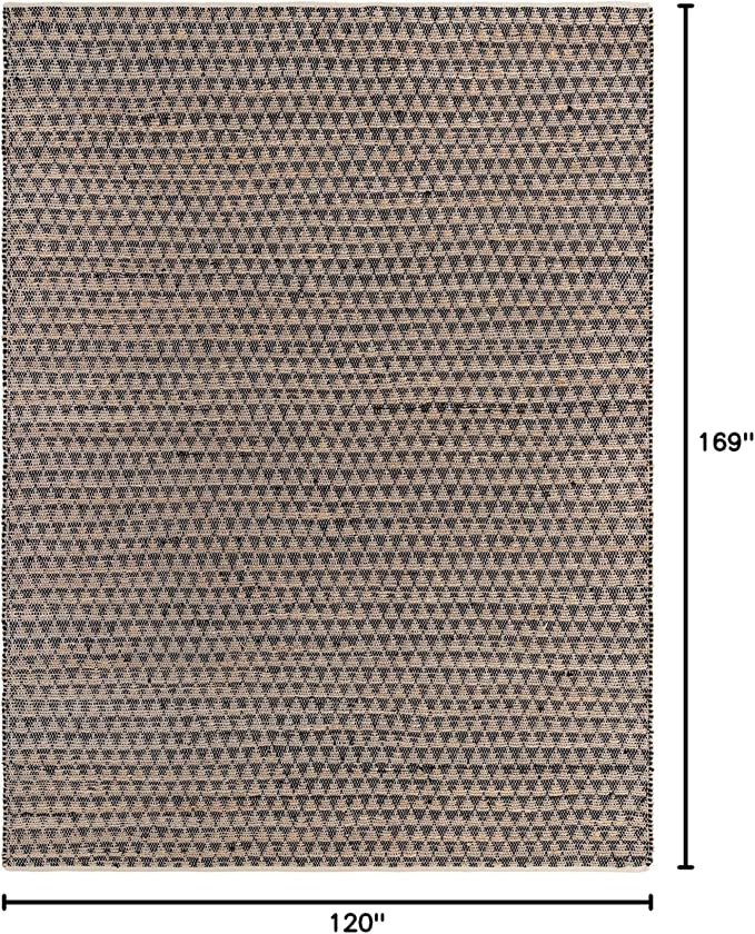 Unique Loom Chindi Jute Collection Area Rug (10' x 14' 1" Rectangle, Black/ Natural)