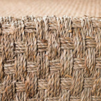 SAFAVIEH Area Rug 6' Square - Natural Fiber Collection - Natural & Dark Brown, Seagrass, Basketweave Pattern with Border (NF114K)