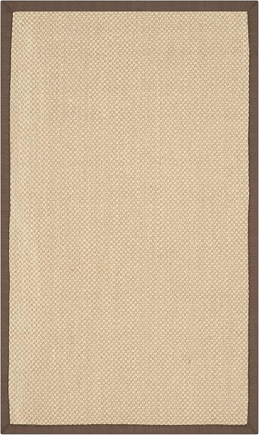 SAFAVIEH Natural Fiber Collection Area Rug - 2'6" x 4', Maize & Brown, Sisal, Woven Design with Border (NF141C)