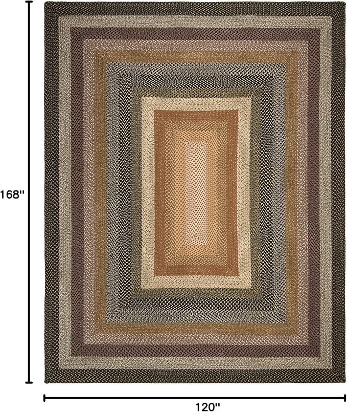 SAFAVIEH Washable Rug Outdoor Braided Collection - 10' x 14', Multi, Handmade & Reversible, Non-Shedding & Easy to Clean, Ideal for Patio, Backyard, Deck, Mudroom (BRD308A)