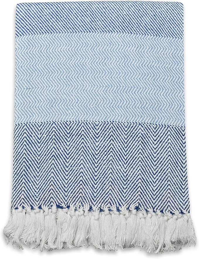 DII Diamond Stitch Woven Throw, Organic Modern, 50 x 60, Aqua