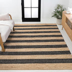 JONATHAN Y Jayden Woven Jute Stripe Natural/Black Indoor Area Rug, 3x5, Rustic, Farmhouse, Traditional, Lodge, Easy-Cleaning for Living Room, Bedroom, Kitchen, Non-Shedding (NRF202B-3)