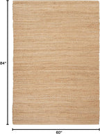Nourison Home Natural Jute Bleached 5' x 7' Area Rug - Easy Clean, Non Shedding, Bed Room, Living Room, Dining Room, Kitchen (5' x 7')