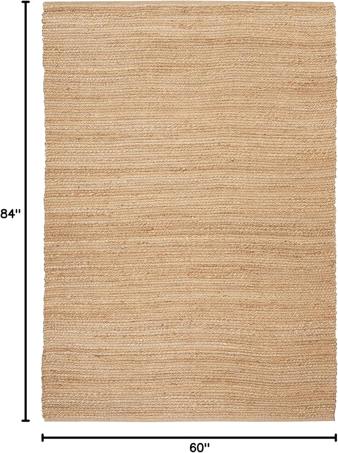 Nourison Home Natural Jute Bleached 5' x 7' Area Rug - Easy Clean, Non Shedding, Bed Room, Living Room, Dining Room, Kitchen (5' x 7')