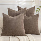 Set of 4 Soft Textured Decorative Throw Pillow Covers 16x16 Inch Cozy Farmhouse Cushion Cover Square Accent Pillow Cases for Bed Couch Sofa Living Room, Taupe Grey