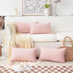 Home Brilliant Linen Pillow Covers 12x20 Oblong Throw Pillowcase Accent Cushion Cover Lumbar Pillow Covers Set of 4, 12 x 20 inches, 30cm x 50cm, Baby Pink