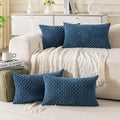 Set of 4 Blue Decorative Throw Pillow Covers 12x20 Inch Corduroy Pillow Covers for Bed Couch Sofa Living Room Soft Cushion Cases