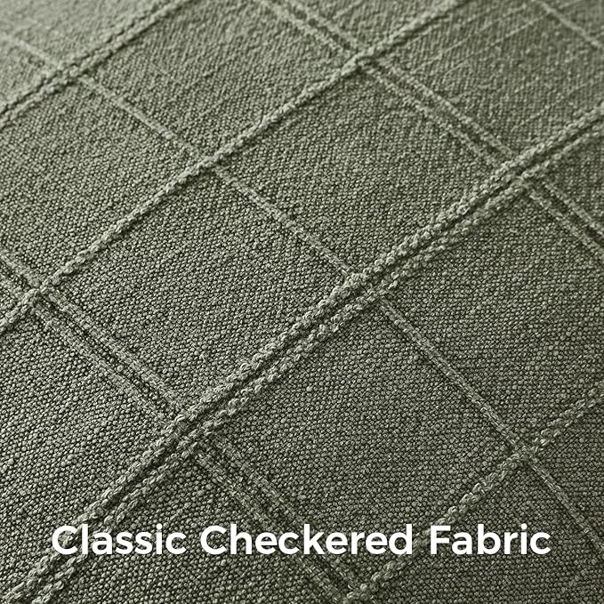 Woaboy Linen Check Throw Pillow Covers Set of 2 - Light Olive Green Farmhouse Modern Boho Vintage Decorative Cushion Covers Spring Home Decorfor Sofa Couch Bedroom Living Room 20x20 Inch