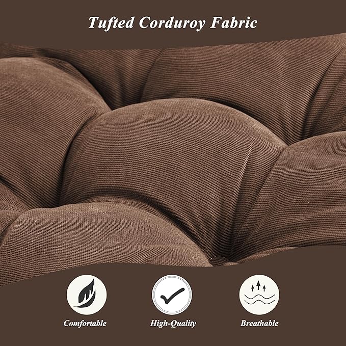Meditation Floor Pillow 22×22 Inch 1 Pack Large Floor Cushions for Adults Square Tufted Corduroy Floor Pillows for Yoga Living Tatami Room Coffee