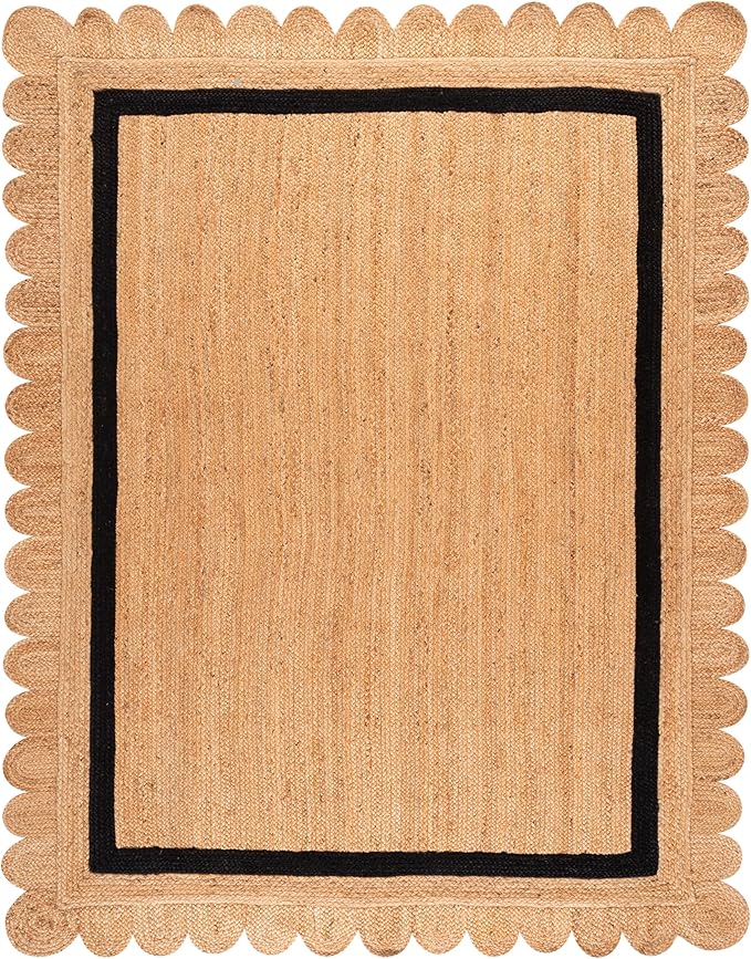 SAFAVIEH 8x10 Area Rug - Natural Fiber Collection - Large - Natural & Black, Handmade Jute, Ideal for Living Room, Bedroom, Dining Space (NF896Z)