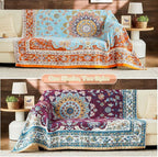 Boho Throw Blanket 100% Cotton Muslin Woven Blanket Bohemian Bed Throws Vintage Rustic Farmhouse Decor Reversible Bed Blanket Quilt for All Seasons（Yellow 50"x60"）