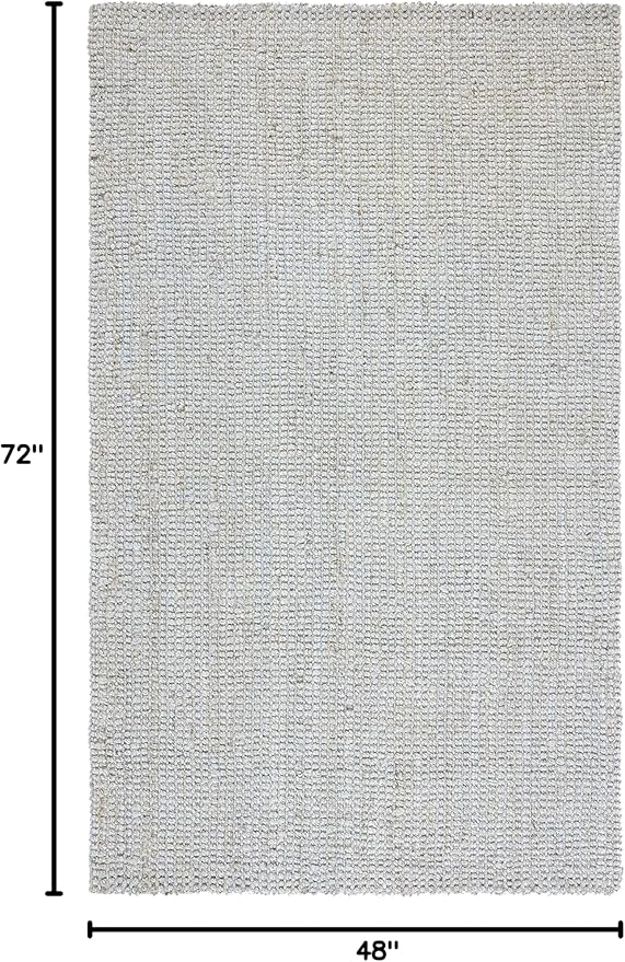 SAFAVIEH Natural Fiber Collection Accent Rug - 4' x 6', Grey, Handmade Farmhouse Jute, Ideal for High Traffic Areas in Entryway, Living Room, Bedroom (NF730F)