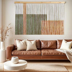 Sdjazl Woven Boho Macrame Wall Hanging Home Decor Tapestry Dip-Dyed Large Modern Handmade Colorful Mountain Landspace for Living room (khaki)