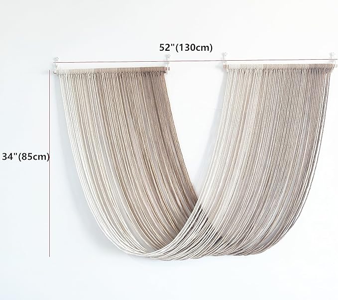QULBUJ Dip Dye Large Macrame Wall Hanging Tie-Dye Yarn Tapestry Home Boho Wall Decor Ombre Art Headboard Bedroom Living Room 52" Wx34 L,Brown