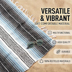 Hydration Nation Authentic Large Handwoven Mexican Blanket - Soft Yoga- Durable Serape- Lightweight Falsa, Beach, Camping, Picnic, Outdoor Blanket 70"x50" - Aqua Sky