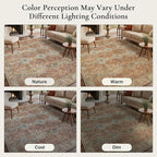 GENIMO 5x7 Area Rugs for Living Room, Machine Washable Non Slip Rugs, Low Pile Lightweight Print Rug for Bedroom, Dining Room, Home Office, Vintage Brick Red