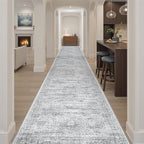 3x20 Hallway Runner Rug - Extra Long Carpet Runners for Hallways 20ft Non Slip Stain Resistant Rugs Runner for Living Room Bedroom 20 Feet Floor Carpet for Kitchen, Grey
