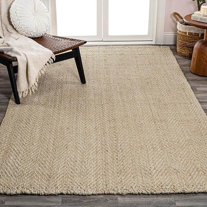 JONATHAN Y Espina Hand Woven Herringbone Chunky Jute Ivory Indoor Area Rug, 3x5, Bohemian, Cottage, Easy-Cleaning for Living Room, Bedroom, Kitchen, Pet Friendly, Non-Shedding (NFR101B-3)
