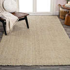 JONATHAN Y Espina Hand Woven Herringbone Chunky Jute Ivory Indoor Area Rug, 4x6, Bohemian, Cottage, Easy-Cleaning for Living Room, Bedroom, Kitchen, Pet Friendly, Non-Shedding (NFR101B-4)