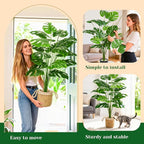 Der Rose 44" Tall Fake Plants with Straight-Woven Basket Large Artificial Monstera Plants Indoor, Easy Assembly Faux Tree for Living Room Bedroom Home Apartment Outdoor Decor