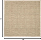 SAFAVIEH Area Rug 8' Square - Natural Fiber Collection - Natural & Ivory, Seagrass, Basketweave Pattern with Border (NF114J)