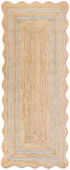 Wave Scalloped Natural Jute Runner, Gray (2'6"x12'): Boho Farmhouse Entryway Scallop Rug