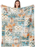 Aipon Boho Aztec Throw Blanket 60"x 80", Western Indian Native American Blanket Southwestern Decor, Orange Teal Soft Cozy Lightweight Throws Blankets Gifts for Women Men Couch Bed Sofa Chair