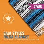Large Mexican Blanket in Turquoise — Handcrafted Serape Falsa Yoga Blanket (73” x 48”) – Durable Throw for Camping, Beach & Outdoor Use – Artisan Craft, Made in Mexico from Recycled Fibers