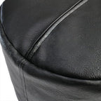 Thgonwid Unstuffed Faux Leather Pouf Cover, Handmade Footstool Ottoman Storage Solution, Floor Footrest Cushion - 16.5" Dx12 H, Pure Black