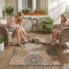LIVEBOX Modern 3x5 Jute Outdoor Patio Rug, Washable Rugs for Entryway Porch, Tropical Floral Boho Farmhouse Carpet, Non Slip Front Door Mat for Outdoor Indoor Entryway Guestroom Decor (Beige 3'x5')