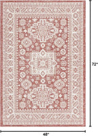 Rugs.com Outdoor Aztec Collection Rug – 4' x 6' Rust Red Flatweave Rug Perfect for Living Rooms, Large Dining Rooms, Open Floorplans